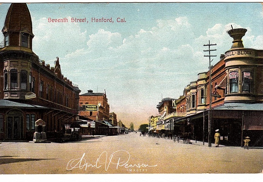 Seventh Street Hanford Cal colorized